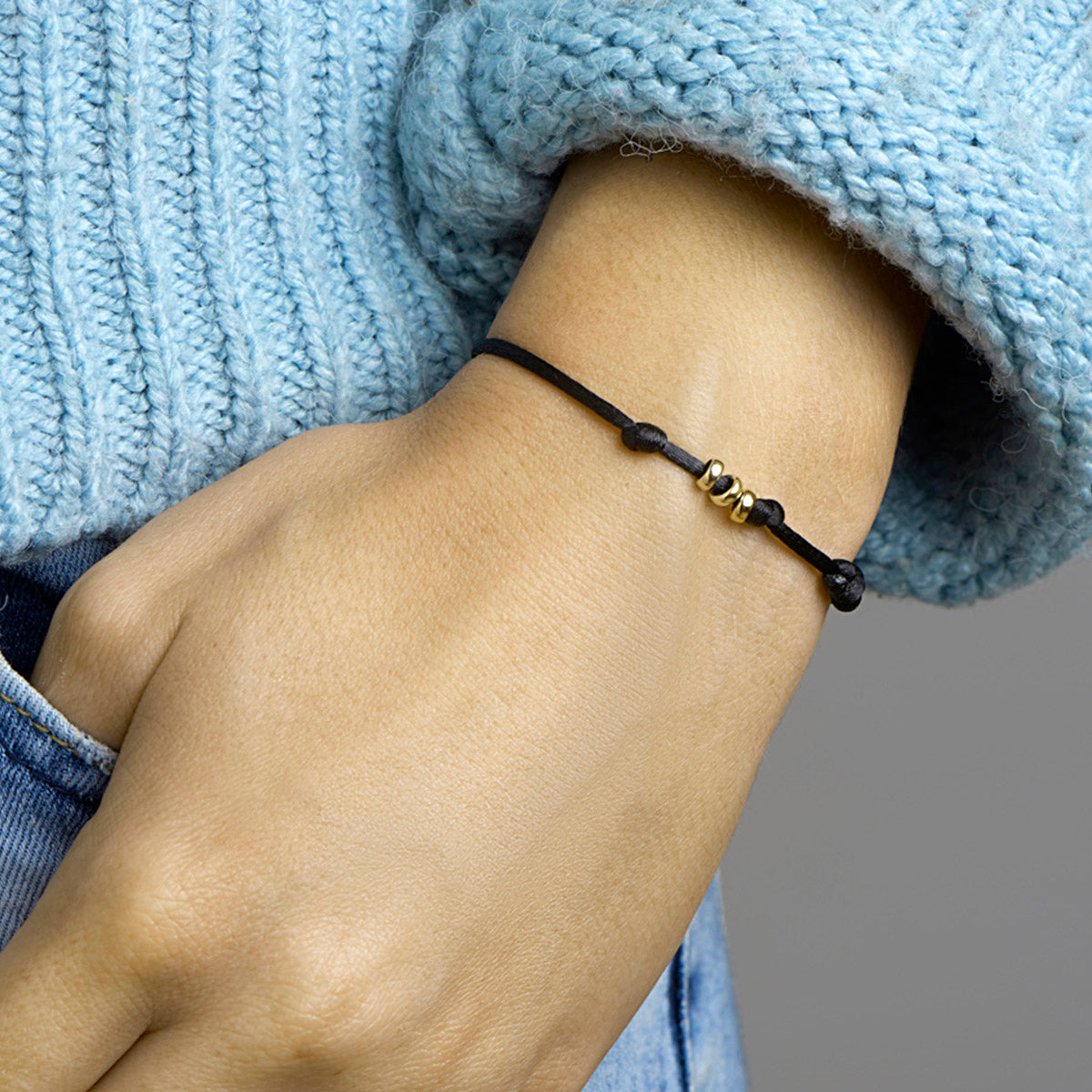 armband satijn zwart 13 - 26 cm