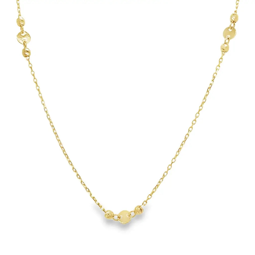 14K
Geelgouden collier Ankerschakel met Bolletjes