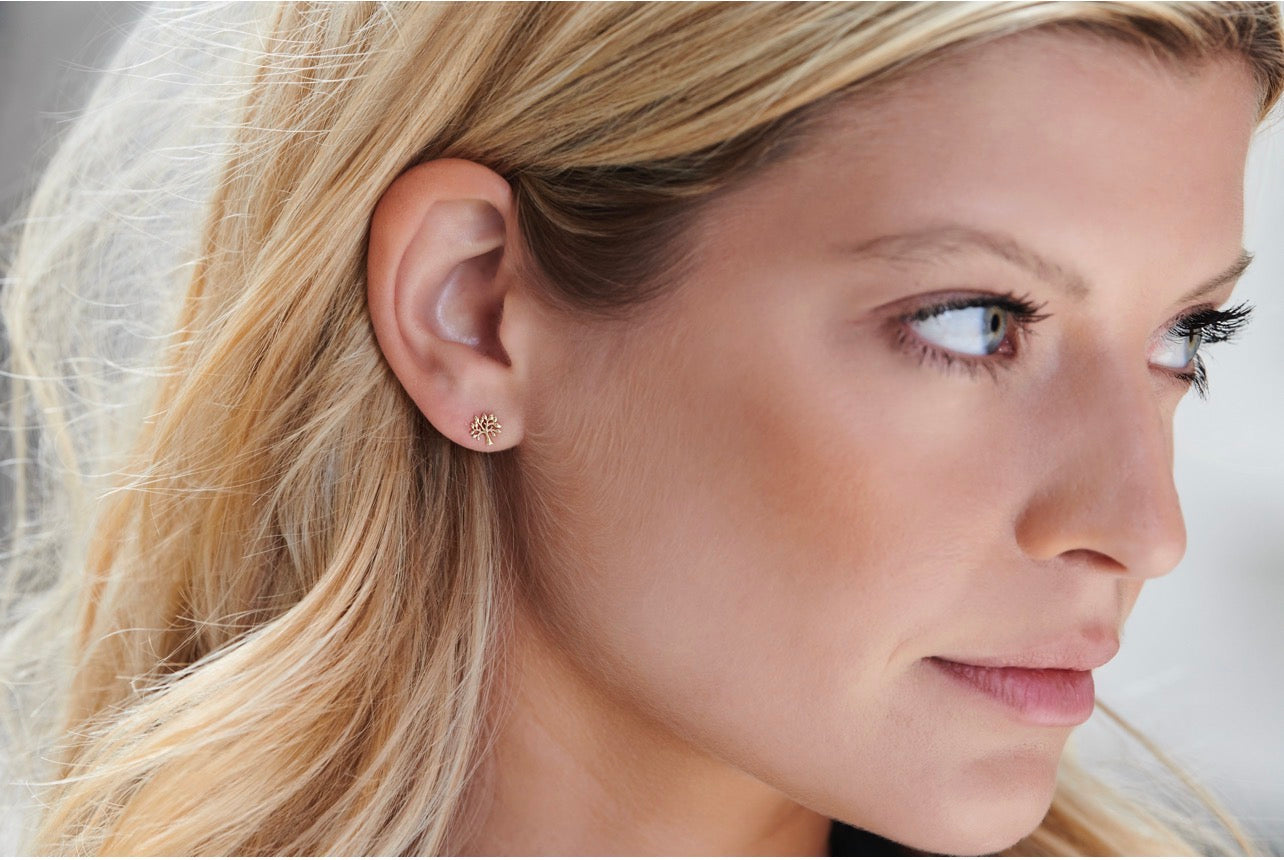 14K Geelgouden Oorknopjes Boom 6,5x6,2MM