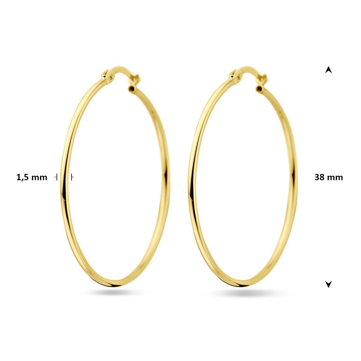 14K oorringen 1,5 mm ronde buis