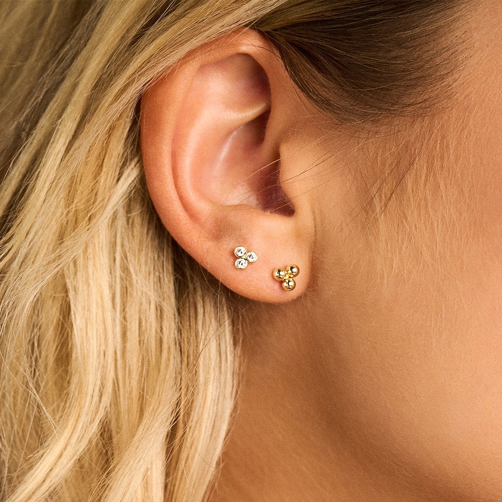 Gouden Oorknopjes - Dames - 3 Bolletjes - 5,3 x 5,3 mm - 14 Karaat - Goud