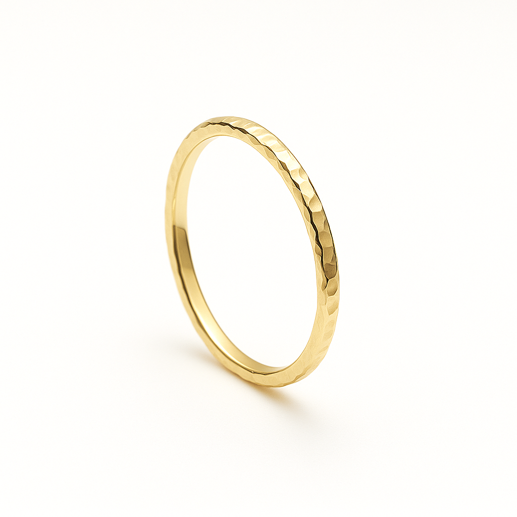 14K Gehamerde Gouden Ring