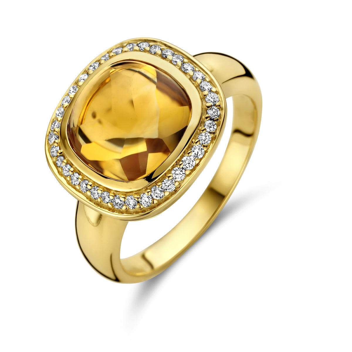Ring citrien en diamant 0.20ct h si halo