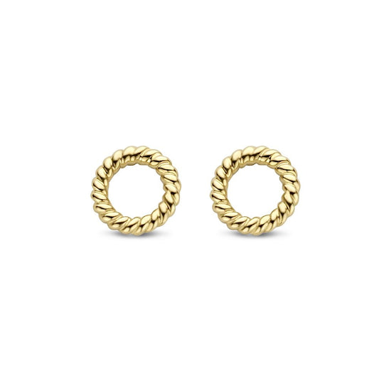 14K geel gouden oorstekers rond
