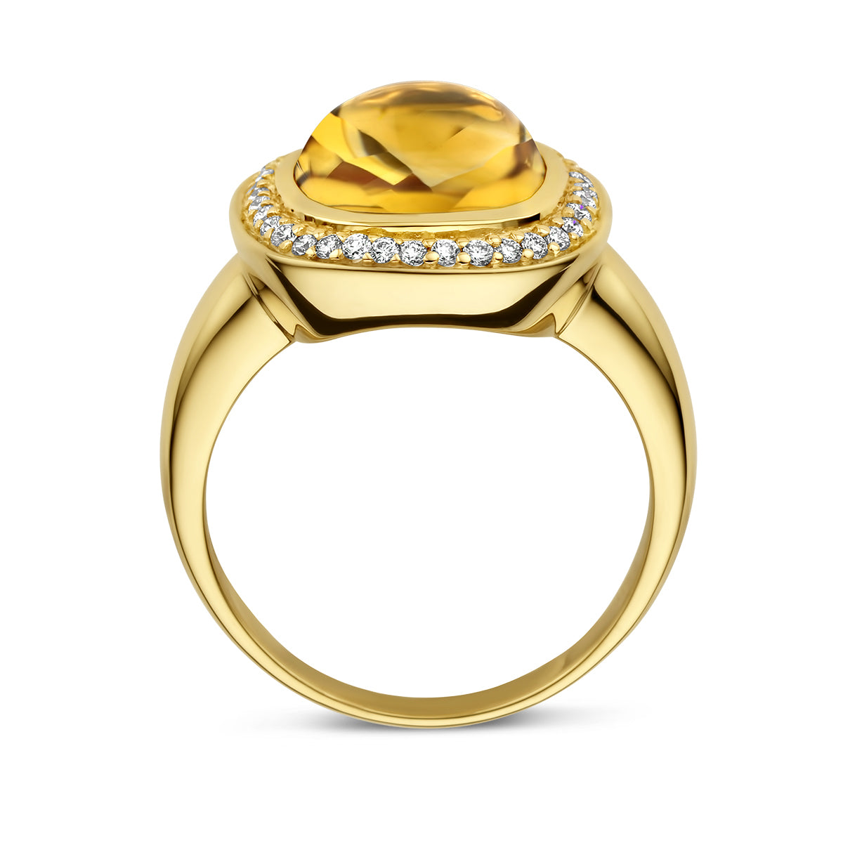 Ring citrien en diamant 0.20ct h si halo