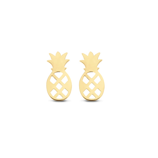 14K Geelgouden Oorstekers Ananas 9x5MM