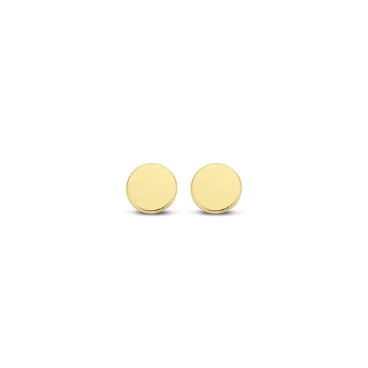 14K Geelgouden Oorstekers Rond Plat 4MM