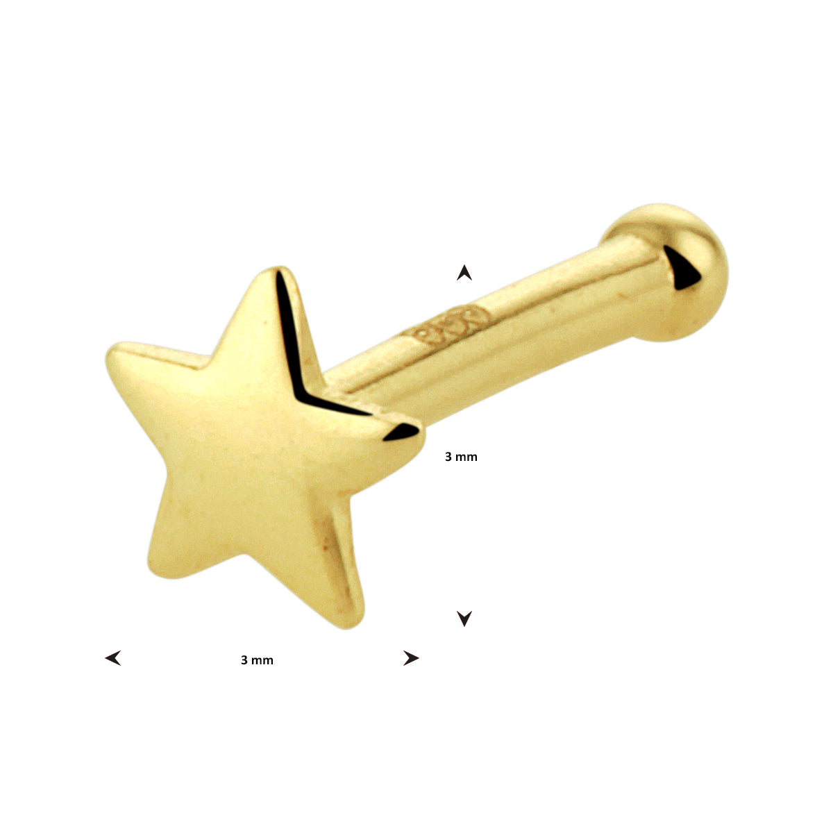 14K kogel neusknopje ster