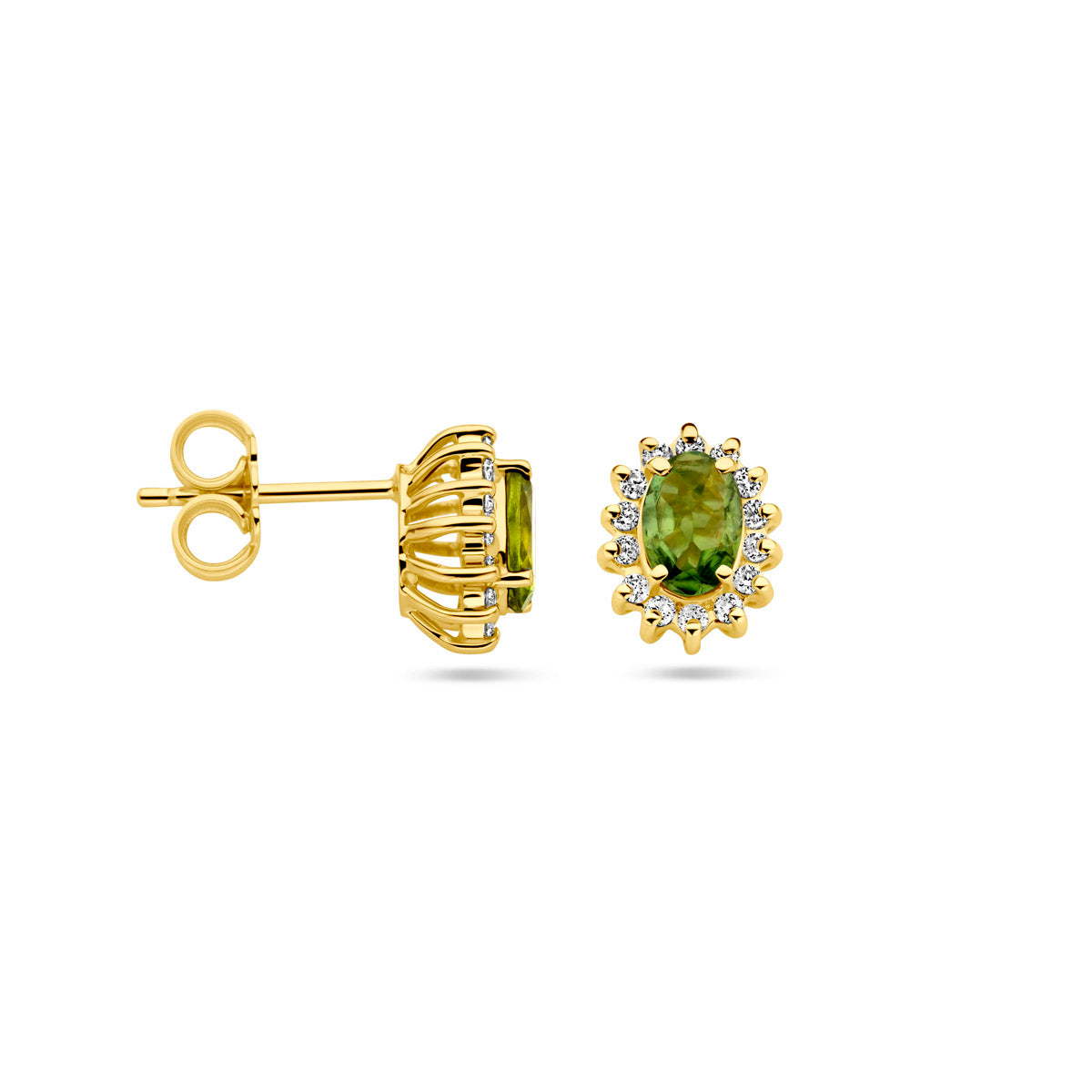 Oorknoppen toermalijn en diamant 0.22ct (2x 0.11ct) h si