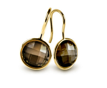 14K massief gouden oorbellen rookkwarts