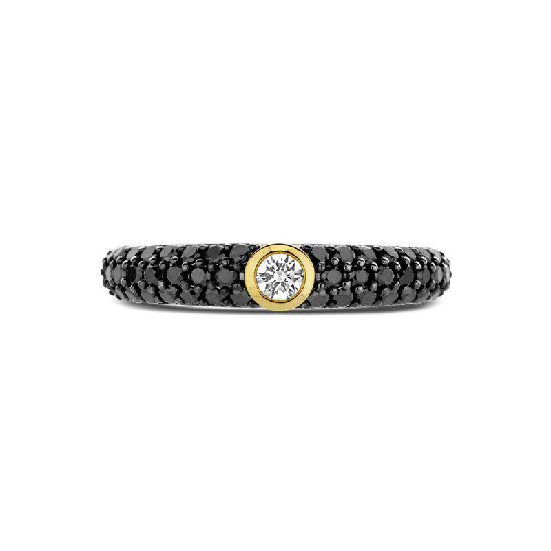 Ring zwart diamant en diamant 0.10ct h si