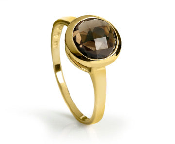 14K Gouden Ring met Rookkwarts