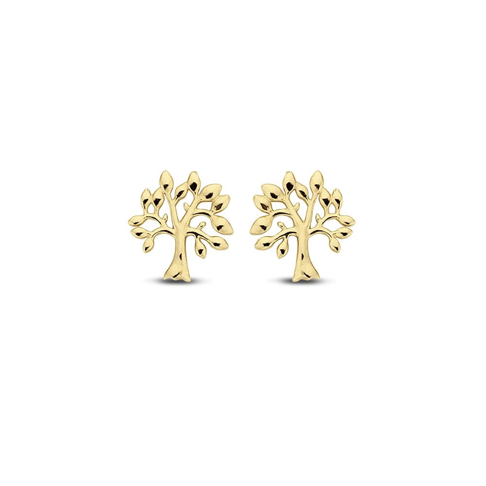 14K Geelgouden Oorknopjes Boom 6,5x6,2MM