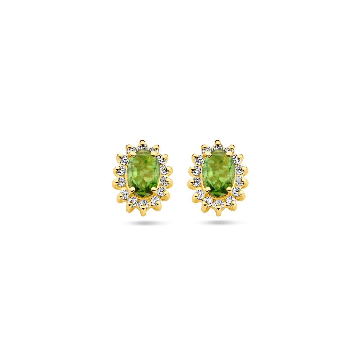 Oorknoppen toermalijn en diamant 0.22ct (2x 0.11ct) h si
