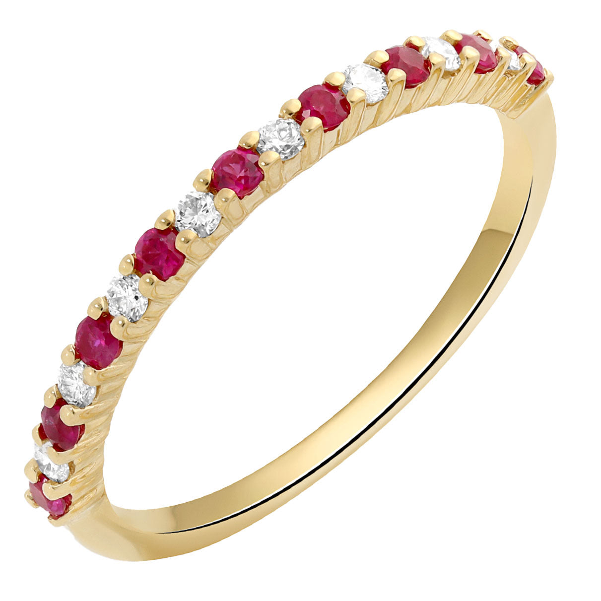 Kleursteen Rijring met Diamant en Robijn