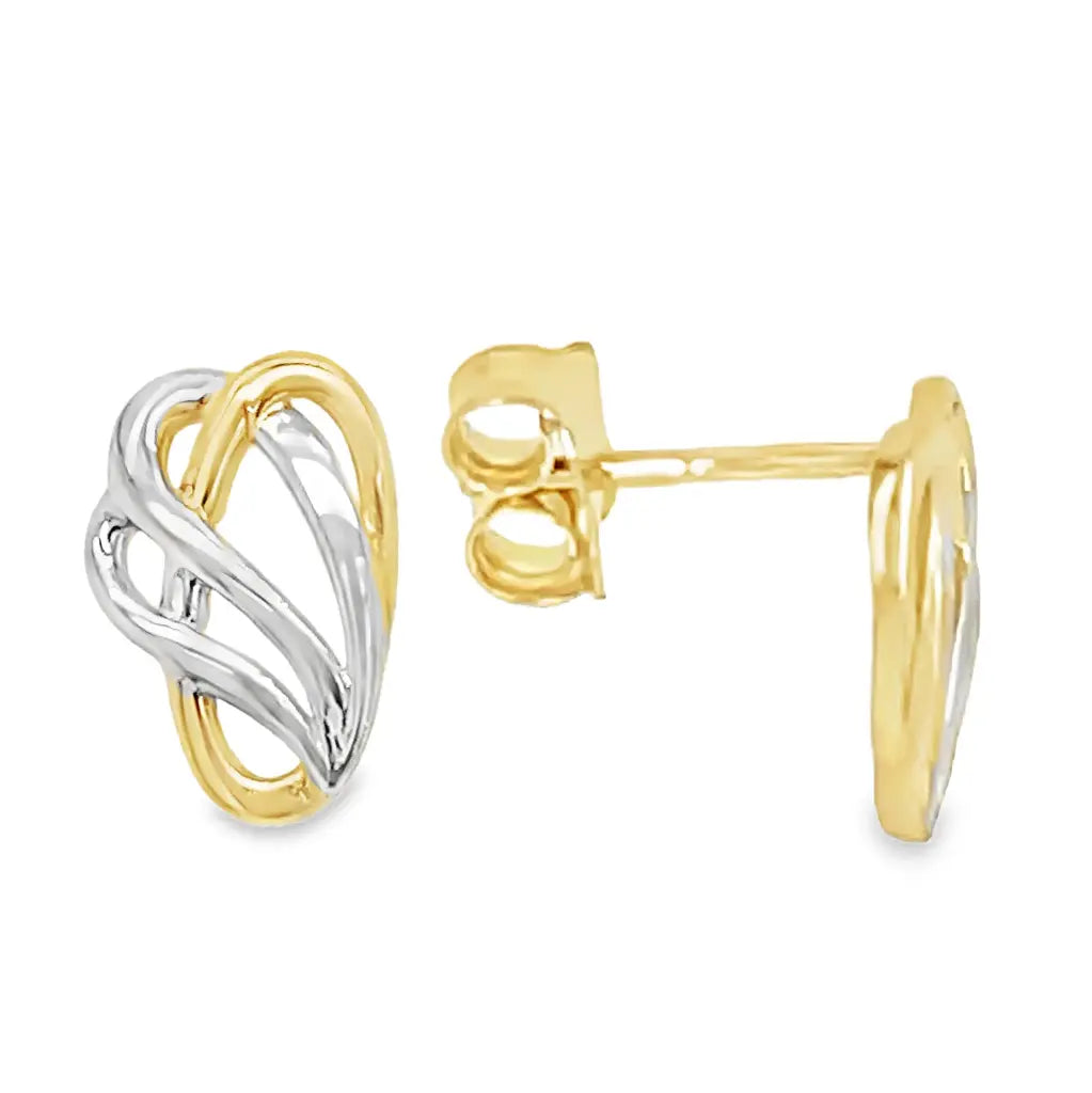 14K Bicolor gouden oorknoppen Fantasie