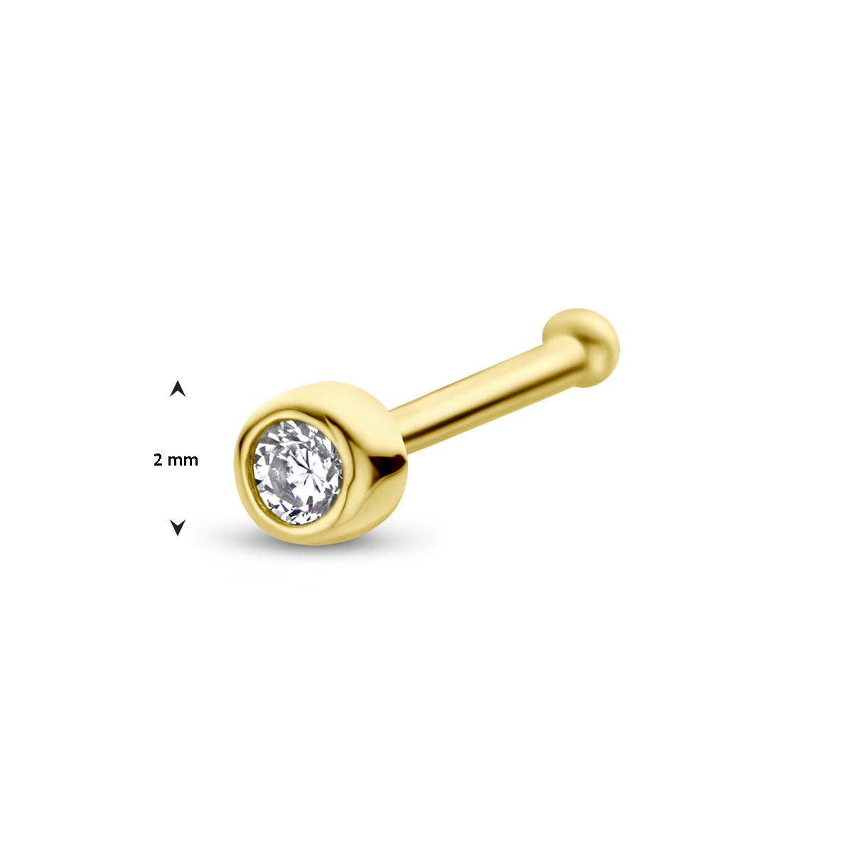 14K neusknopje zirkonia kogel