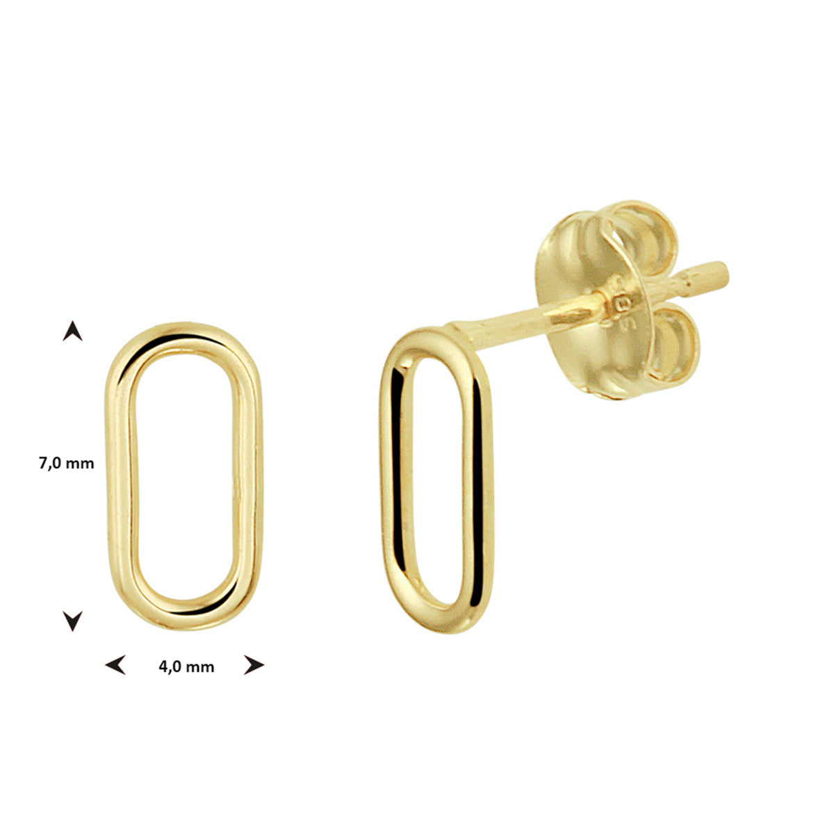 14K oorknoppen ovaal
