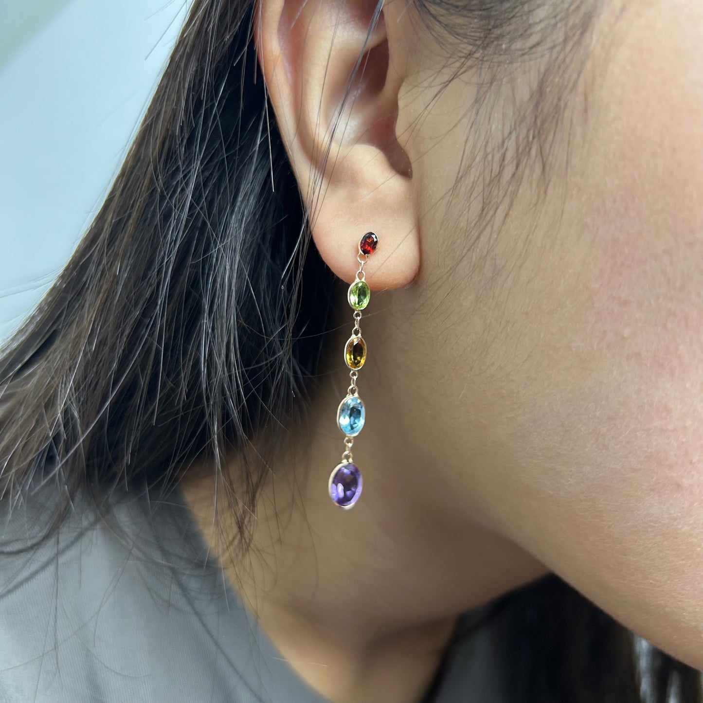 14K Multi Gemstone Oorbellen