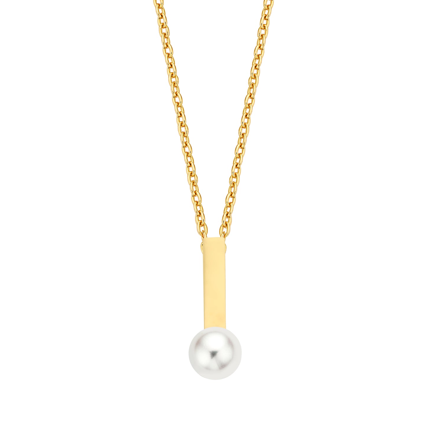 14K Geelgouden Collier Rond 5MM Zoetwaterparel 38 + 2,5 + 2,5cm