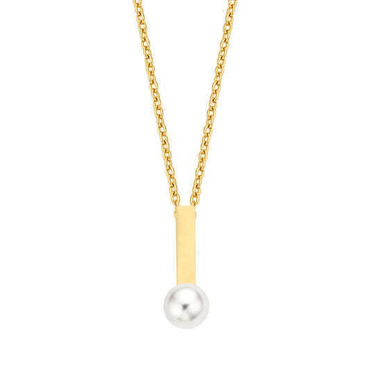 14K Geelgouden Collier Rond 5MM Zoetwaterparel 38 + 2,5 + 2,5cm