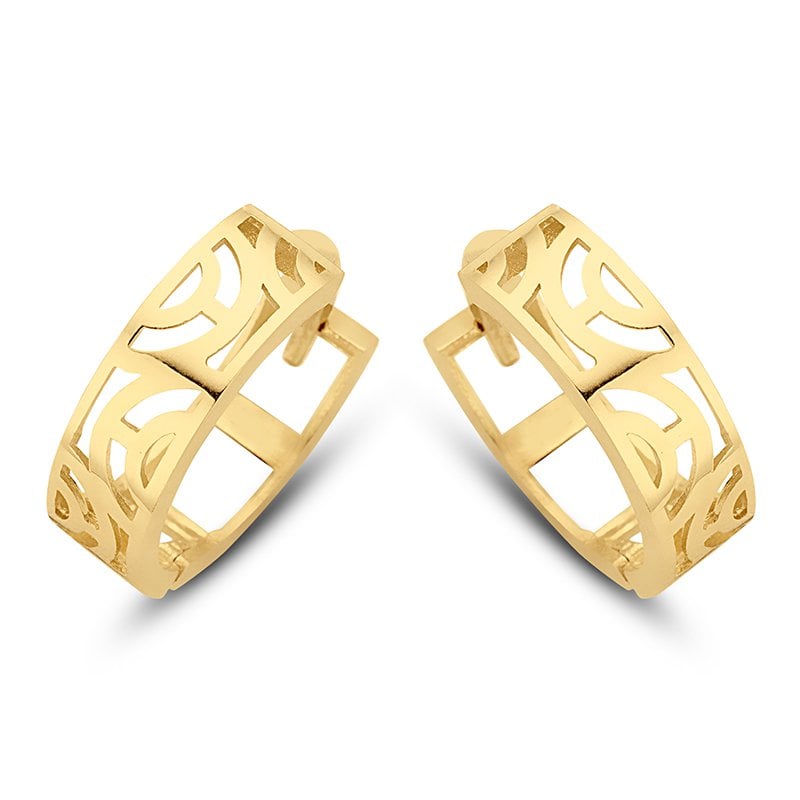 Gouden oorringen - 14 Karaat - Opengewerkt - 11mm - Geel Goud