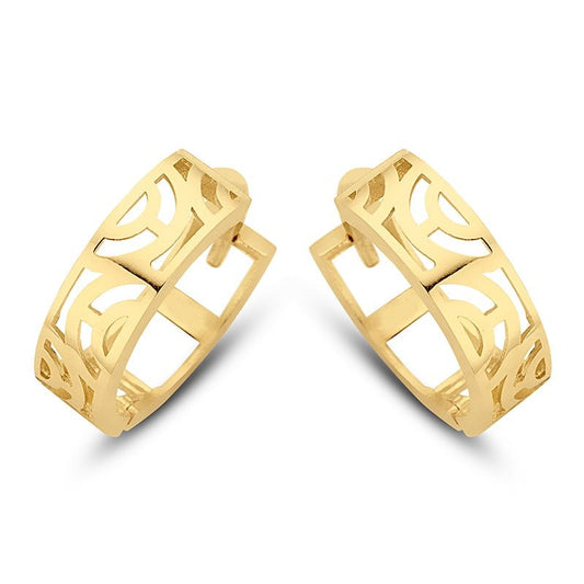 Gouden oorringen - 14 Karaat - Opengewerkt - 11mm - Geel Goud